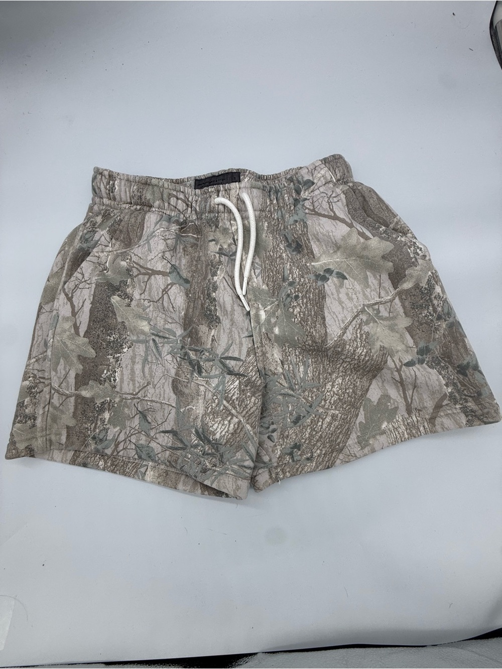 Abercrombie & Fitch Taupe and Sage Camo Drawstring Athletic Shorts